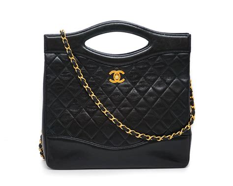 chanel canvas bag black|chanel 31 large shopping bag.